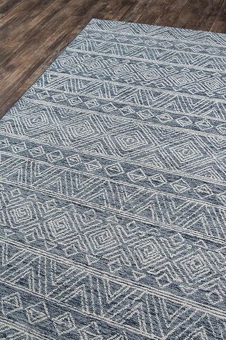 Momeni Mallorca Hand Hooked Wool Denim Area Rug, 3'6" X 5'6" sized Rug for Living Room, Bedroom, Dining Room, and Kitchen in Kuwait