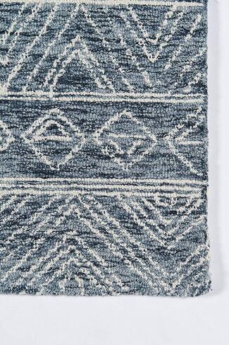 Momeni Mallorca Hand Hooked Wool Denim Area Rug, 3'6" X 5'6" sized Rug for Living Room, Bedroom, Dining Room, and Kitchen in Kuwait