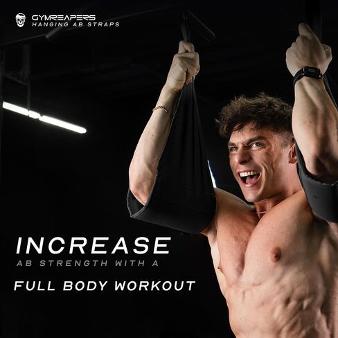 أشرطة رياضية معلقة من Gymreapers من أجل القوة الأساسية وتدريب البطن - ذراع مبطن قابل للتعديل يدعم تمارين وزن الجسم in Kuwait