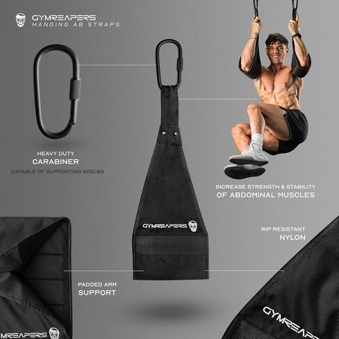 أشرطة رياضية معلقة من Gymreapers من أجل القوة الأساسية وتدريب البطن - ذراع مبطن قابل للتعديل يدعم تمارين وزن الجسم in Kuwait