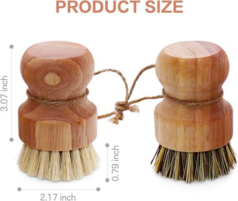 عبوتان من فرشاة تنظيف أطباق الخيزران، فرشاة غسيل أطباق السيزال الطبيعية، فرشاة تنظيف أطباق طبيعية مستديرة لأواني الحديد الزهر، والمقالي، وحوض المطبخ، والخضروات (شعيرات السيزال + النخيل) in Kuwait