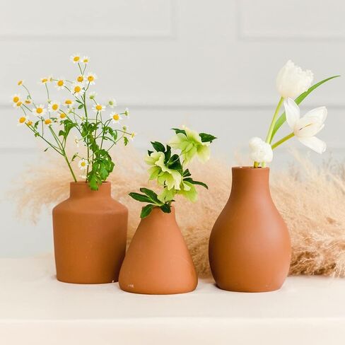 Weddingstar 3-Piece Clay Table Vase Set - Brown Terra Cotta in Saudi Arabia