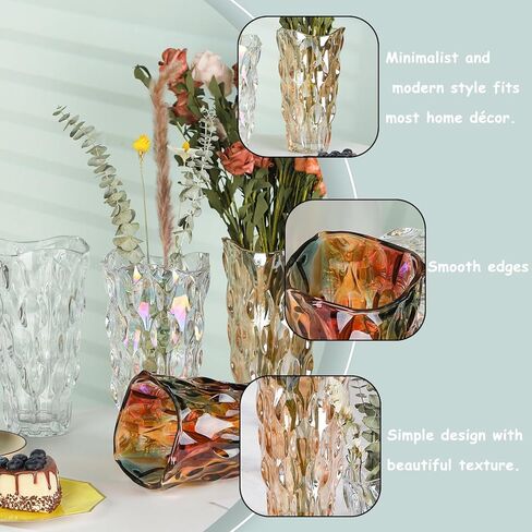 مزهرية زهور فريدة من نوعها من WHJY، مزهرية ملونة مزخرفة بالعنبر، مزهرية قزحية لامعة مزهرية زهرة بوهو - مزهرية 10 بوصة in Kuwait