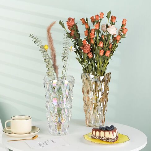 WHJY Unique Flower Vase for Flowers, Amber Decorative Colorful Vase, Sparkle Iridescent Vase Boho Flower Vase – 10" Vase in Saudi Arabia