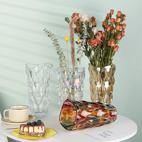 مزهرية زهور فريدة من نوعها من WHJY، مزهرية ملونة مزخرفة بالعنبر، مزهرية قزحية لامعة مزهرية زهرة بوهو - مزهرية 10 بوصة in Kuwait