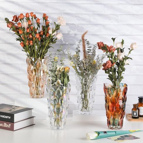 مزهرية زهور فريدة من نوعها من WHJY، مزهرية ملونة مزخرفة بالعنبر، مزهرية قزحية لامعة مزهرية زهرة بوهو - مزهرية 10 بوصة in Kuwait