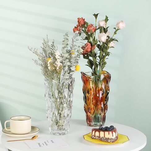 مزهرية زهور فريدة من نوعها من WHJY، مزهرية ملونة مزخرفة بالعنبر، مزهرية قزحية لامعة مزهرية زهرة بوهو - مزهرية 10 بوصة in Kuwait