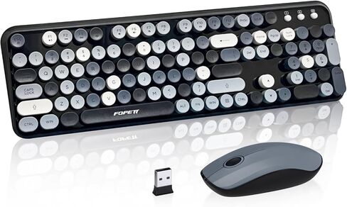 مجموعة لوحة مفاتيح وماوس كمبيوتر لاسلكية، وضع مزدوج 2.4 جيجا بايت USB لاسلكي وبلوتوث 5.0 لوحة مفاتيح وماوس لاسلكية، ماوس لوحة مفاتيح لاسلكي لطيف مع مفتاح طاقة للكمبيوتر المحمول والكمبيوتر اللوحي in Kuwait