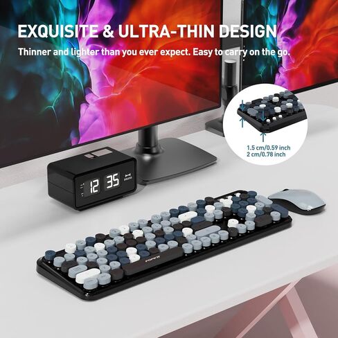 مجموعة لوحة مفاتيح وماوس كمبيوتر لاسلكية، وضع مزدوج 2.4 جيجا بايت USB لاسلكي وبلوتوث 5.0 لوحة مفاتيح وماوس لاسلكية، ماوس لوحة مفاتيح لاسلكي لطيف مع مفتاح طاقة للكمبيوتر المحمول والكمبيوتر اللوحي in Kuwait