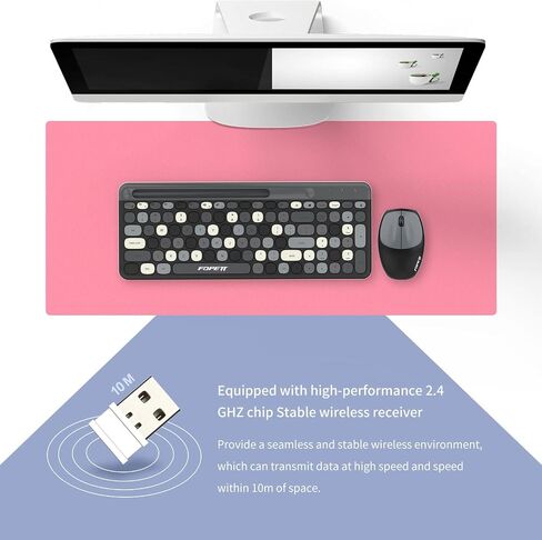 Wireless Computer Keyboard and Mouse Combo, Dual Mode 2.4G USB Wireless and Bluetooth 5.0 Wireless Keyboard and Mouse, Cute Wireless Keyboard Mouse with Power Switch for PC Laptop Tablet in Saudi Arabia
