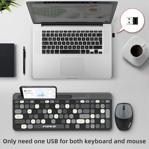 Wireless Computer Keyboard and Mouse Combo, Dual Mode 2.4G USB Wireless and Bluetooth 5.0 Wireless Keyboard and Mouse, Cute Wireless Keyboard Mouse with Power Switch for PC Laptop Tablet in Saudi Arabia