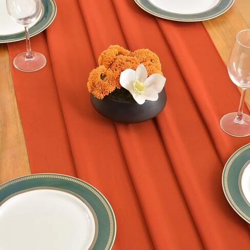 Terracotta Chiffon Table Runner 14ft Chiffon Table Overlay Autumn Winter Decoration 29x170 Inches Silky Rustic Extra Long for Wedding Party Baby Shower Decoration in Kuwait