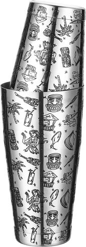 Weighted Boston Shaker Cocktail Shaker Etched with Tiki Imagery (Tiki Graphic) in Saudi Arabia