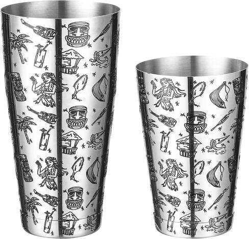 Weighted Boston Shaker Cocktail Shaker Etched with Tiki Imagery (Tiki Graphic) in Saudi Arabia