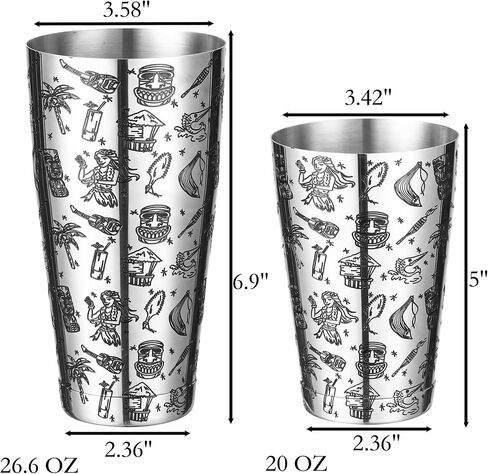 Weighted Boston Shaker Cocktail Shaker Etched with Tiki Imagery (Tiki Graphic) in Saudi Arabia