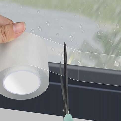Transparent Air Conditioner Window Seal Weather Sealing Tape 2 Inch x 33 FT Weather Stripping Residue-Free Clear Window Insulation Tape for Shower Glass Gaps and Doors Windproof Tape in Saudi Arabia