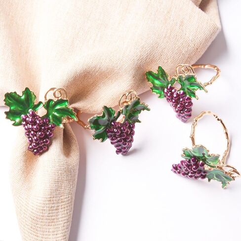 Napkin Rings Set Fruit Flower Napkin Buckle Set for Wedding Party Restaurant Banquet Thanksgiving Halloween Dinner Table Decoration,6pcs/Set (Grape), FK001 in Saudi Arabia
