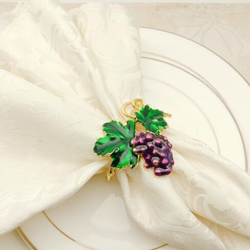 Napkin Rings Set Fruit Flower Napkin Buckle Set for Wedding Party Restaurant Banquet Thanksgiving Halloween Dinner Table Decoration,6pcs/Set (Grape), FK001 in Saudi Arabia