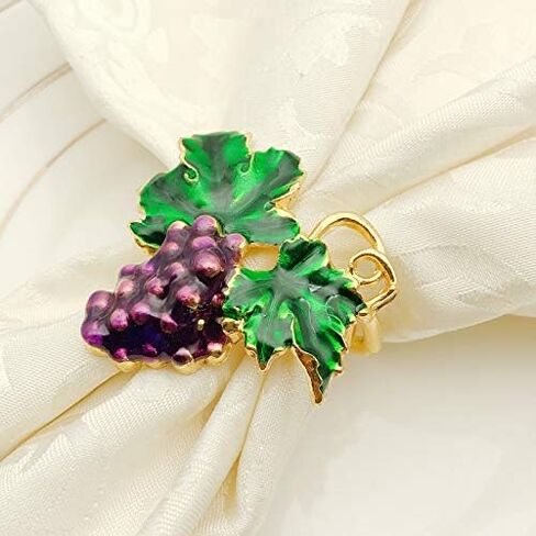 Napkin Rings Set Fruit Flower Napkin Buckle Set for Wedding Party Restaurant Banquet Thanksgiving Halloween Dinner Table Decoration,6pcs/Set (Grape), FK001 in Saudi Arabia