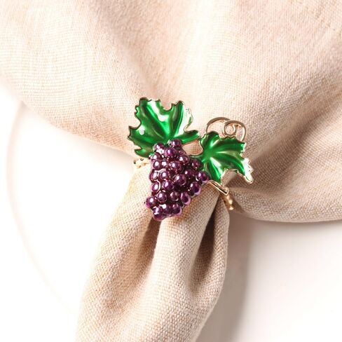 Napkin Rings Set Fruit Flower Napkin Buckle Set for Wedding Party Restaurant Banquet Thanksgiving Halloween Dinner Table Decoration,6pcs/Set (Grape), FK001 in Saudi Arabia