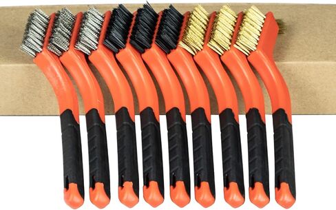 SALI 5pcs Wire Brushes for Cleaning Rust Removal Nylon/Brass/Stainless Steel Bristles with Curved Handle Grip for Dirt & Paint Scrubbing Removing Unfinished Metal Parts, Paint Stains Household Clean in Saudi Arabia