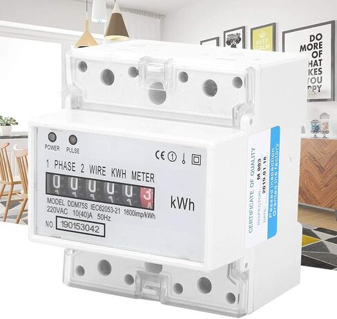 Energy Meter, Single Phase 4P LED Din Rail Electricity Power Consumption Wattmeter Energy Mete DDM75S 10-40A,Good Reliability and Easy Installation in Saudi Arabia