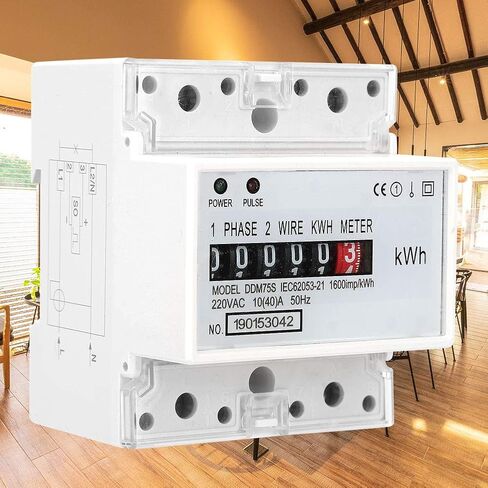 Energy Meter, Single Phase 4P LED Din Rail Electricity Power Consumption Wattmeter Energy Mete DDM75S 10-40A,Good Reliability and Easy Installation in Saudi Arabia