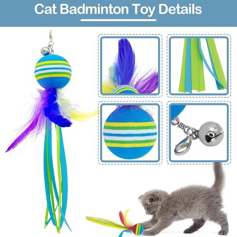 PET SHOW 5 Pack 1.4" Cat Feather Tassel Toys Balls with Bell Soft EVA Foam Colorful Rainbow Toy Balls Interactive Kitten Cats Pets Indoor Outdoor Play Activity Chase Training in Saudi Arabia