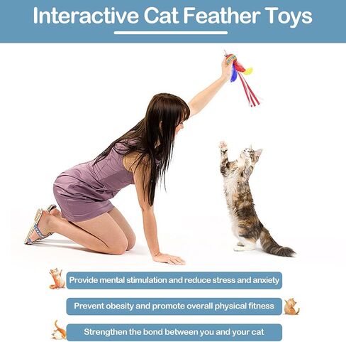 PET SHOW 5 Pack 1.4" Cat Feather Tassel Toys Balls with Bell Soft EVA Foam Colorful Rainbow Toy Balls Interactive Kitten Cats Pets Indoor Outdoor Play Activity Chase Training in Saudi Arabia