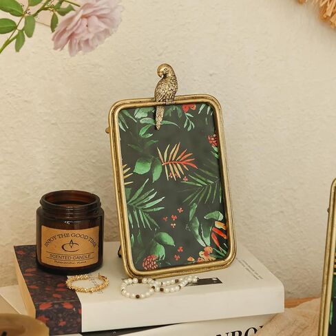 NIKKY HOME Set of 2 Gold Picture Frames 4x6 and 5x7 with High Definition Glass, Hawaiian Tropical Theme with Owl Parrot Elegant Gift Photo Frames for Family Friend in Saudi Arabia