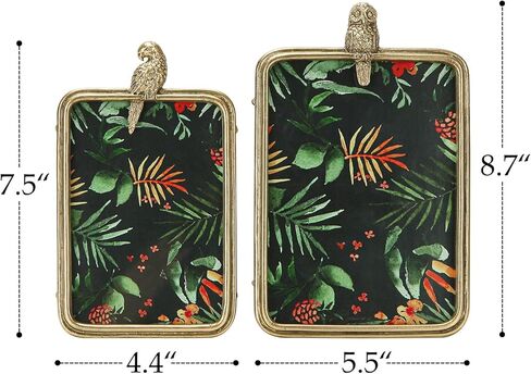 NIKKY HOME Set of 2 Gold Picture Frames 4x6 and 5x7 with High Definition Glass, Hawaiian Tropical Theme with Owl Parrot Elegant Gift Photo Frames for Family Friend in Saudi Arabia