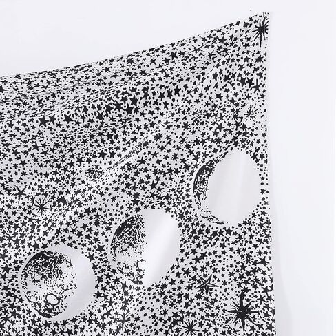 الحرف اليدوية الشعبية نسيج الجدار ليلة السماء شنقا الهبي ماندالا البوهيمي الهبي معقدة الهندي المفروشات المفرش 84 × 90 بوصة (215 سم × 230 سم) أبيض أسود in Kuwait