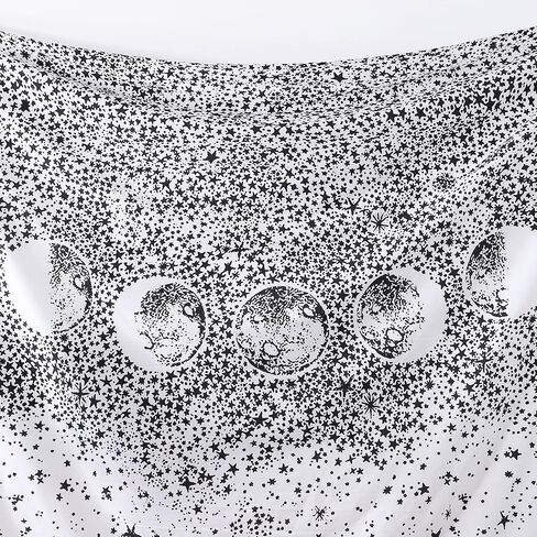 الحرف اليدوية الشعبية نسيج الجدار ليلة السماء شنقا الهبي ماندالا البوهيمي الهبي معقدة الهندي المفروشات المفرش 84 × 90 بوصة (215 سم × 230 سم) أبيض أسود in Kuwait