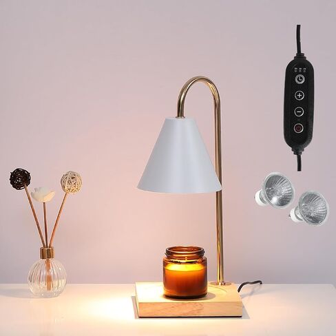 Candle Warmer Lamp with Timer, Dimmable Electric Candle Lamp Warmer for Jar Candles, Wax Melt Warmer Lamp for Scented Wax with 2 Bulbs, Candle Warming Lamp for Bedroom, Home Decor, Gifts in Saudi Arabia
