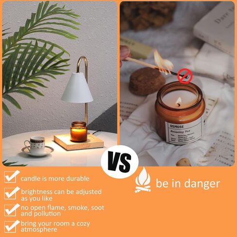 Candle Warmer Lamp with Timer, Dimmable Electric Candle Lamp Warmer for Jar Candles, Wax Melt Warmer Lamp for Scented Wax with 2 Bulbs, Candle Warming Lamp for Bedroom, Home Decor, Gifts in Saudi Arabia