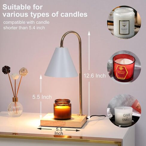 Candle Warmer Lamp with Timer, Dimmable Electric Candle Lamp Warmer for Jar Candles, Wax Melt Warmer Lamp for Scented Wax with 2 Bulbs, Candle Warming Lamp for Bedroom, Home Decor, Gifts in Saudi Arabia