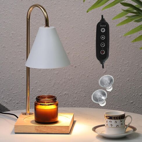 Candle Warmer Lamp with Timer, Dimmable Electric Candle Lamp Warmer for Jar Candles, Wax Melt Warmer Lamp for Scented Wax with 2 Bulbs, Candle Warming Lamp for Bedroom, Home Decor, Gifts in Saudi Arabia