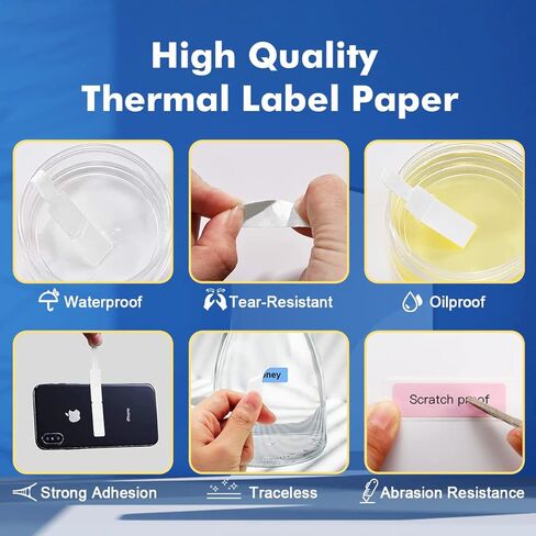 شريط ملصقات لصانع NIIMBOT D11/D110/D101، ورق ملصقات ذاتي اللصق للطابعة الحرارية، مقاوم للماء، سهل الاستبدال (شفاف) in Kuwait