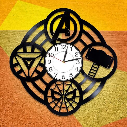 Superhero Film Birthday Gift Idea for Boy Comics Handmade Clock Avengers Vinyl Clock 12 Inch Avengers Vinyl Record Wall Clock in Saudi Arabia