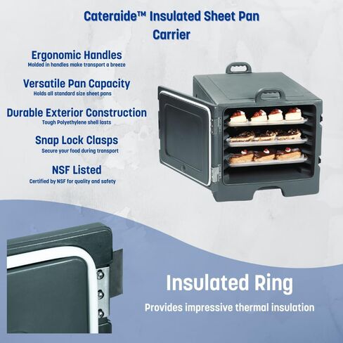 Carlisle FoodService Products Cateraide Insulated Sheet Pan Carrier, Holds 7 Trays for Catering, Restaurant, and Kitchen, Plastic, Black in Saudi Arabia