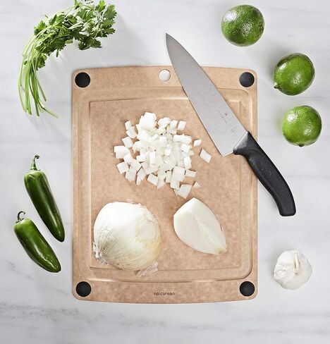 لوح تقطيع Epicurean الكل في واحد مع أقدام مضادة للانزلاق وأخدود عصير، 14.5 بوصة × 11.25 بوصة، طبيعي/أسود in Kuwait