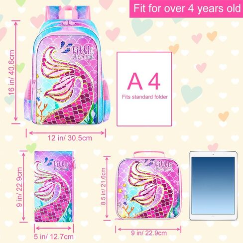 AGSDON 3PCS Backpacks for Girls, 16" Elementary Kids Cute Rabbit Backpack Preschool School Bookbags and Lunch Box in Saudi Arabia