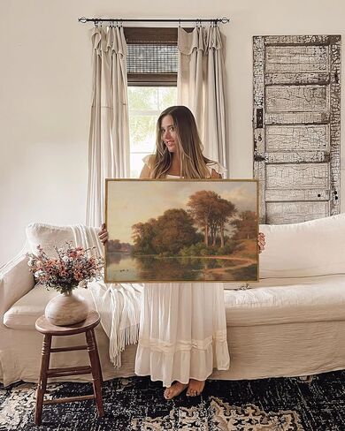 arpeotcy خمر مؤطرة قماش جدار الفن، غرفة المعيشة مشهد الخريف صور الخريف ديكور الجدار، فن المطبوعات الكبيرة، لوحات المناظر الطبيعية المطبخ مزرعة ديكور جدار البلد الرجعية، 24 × 36 بوصة in Kuwait