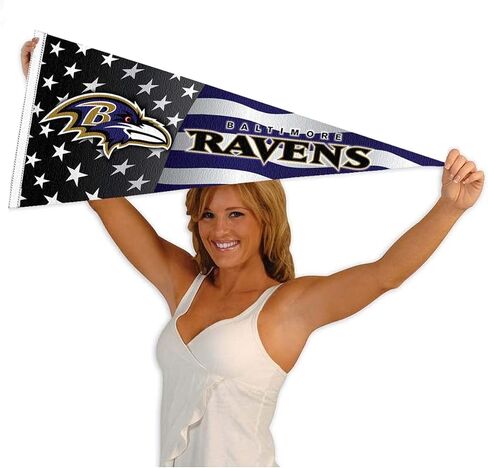 WinCraft Baltimore Ravens Nation USA Americana Stars and Stripes Pennant Banner Flag in Saudi Arabia