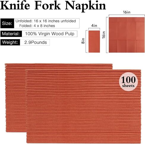 IYLLLWLY Terracotta Paper Napkins Disposable, Dinner Napkins with Built-in Flatware Pocket, Prefolded for Knives and forks Linen-Feel Hand Napkins for Parties, Weddings, Events, 100 Pack in Saudi Arabia