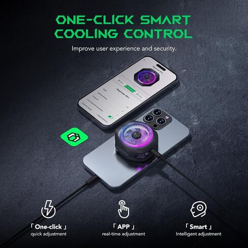 Phone Cooler, Black Shark FunCooler 4 Pro Phone Cooling Fan RGB Ligh, App, Smart Cooling Modes for Gaming & Video Streaming & Car Driving 27W Cellphone Radiator for 2.59-3.46IN iPhone&Android Phones in Saudi Arabia