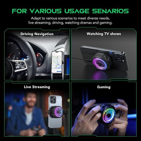 Phone Cooler, Black Shark FunCooler 4 Pro Phone Cooling Fan RGB Ligh, App, Smart Cooling Modes for Gaming & Video Streaming & Car Driving 27W Cellphone Radiator for 2.59-3.46IN iPhone&Android Phones in Saudi Arabia