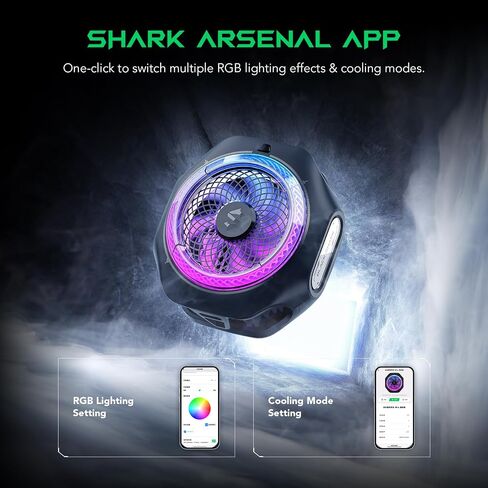Phone Cooler, Black Shark FunCooler 4 Pro Phone Cooling Fan RGB Ligh, App, Smart Cooling Modes for Gaming & Video Streaming & Car Driving 27W Cellphone Radiator for 2.59-3.46IN iPhone&Android Phones in Saudi Arabia
