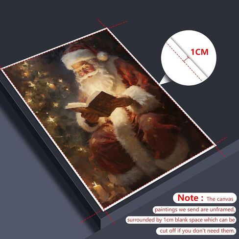 Wodkodnxy Vintage Christmas Canvas Wall Art, Santa Claus Reading Booking Pictures for Wall Decor, Merry Christmas Poster Hobby Lobby Santa Picture, Xmas Wall Decorations Gifts 16x24in Unframed in Saudi Arabia