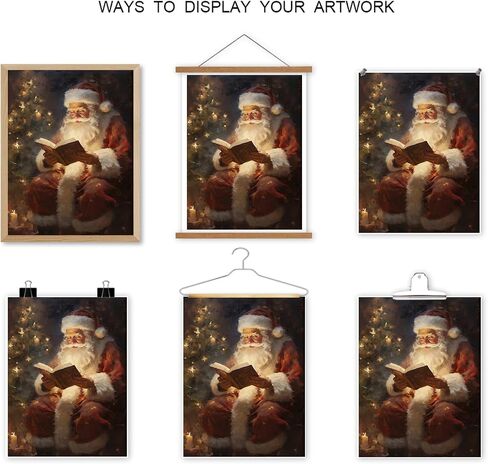 Wodkodnxy Vintage Christmas Canvas Wall Art, Santa Claus Reading Booking Pictures for Wall Decor, Merry Christmas Poster Hobby Lobby Santa Picture, Xmas Wall Decorations Gifts 16x24in Unframed in Saudi Arabia